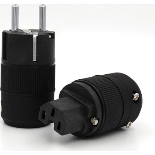 PE+PC Unprint pairs High End Rhodium Plated EUR Schuko EU Power Plug & IEC Connector plug