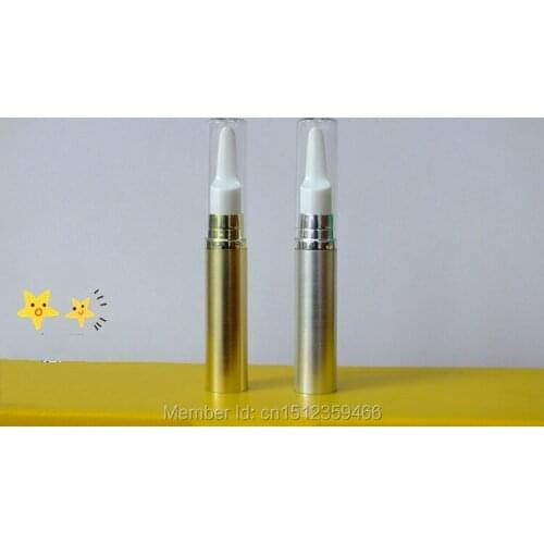 10ML Full plastic AS Vacuum Bottle 10ML Eye Gel Pen With Smear And Massage Head Gold Silver ,50 Pieces/Lot