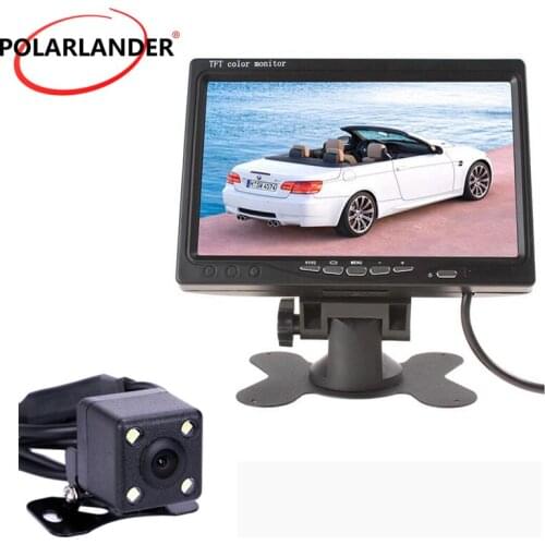 HD 7 Inch LCD Display DVD VCR With LED Lights Night Vision Backup Reverse Radar Camera Color Screen Car Monitor Parking System