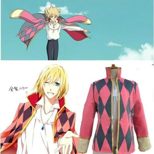 Howls Moving Castle Howl Coat Jacket Cosplay Costume latticed Coat COS prop ring earring necklace free shipping