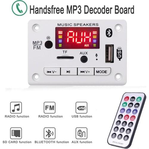 DIY Bluetooth 5.0 MP3 Player Kit Handsfree 5V 12V APE/MP3 Decoder Board FM Radio Support TF Card USB AUX Audio Decording Board