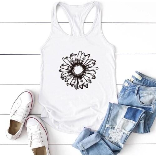 Summer Tops for Ladies Plus Size Vest Loose Female Streetwear Top Verano Mujer Sunflower Print Tanks Tops Sleeveless Women