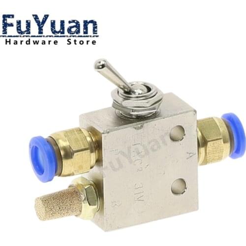 TAC2-31V Mechanical Valve 1/8"PT Thread 2 Position 3 Way Toggle Lever Air Pneumatic switch Valve w Fittings
