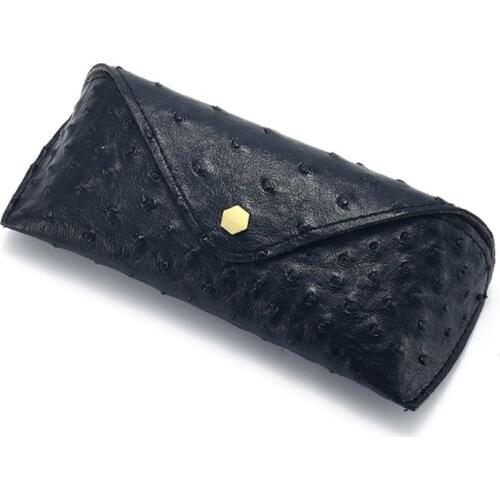 Fashionable Leather Eyeglass Case Hard Shell Portable Sunglass Durable Color Black Gray Pink Red with Metal Button