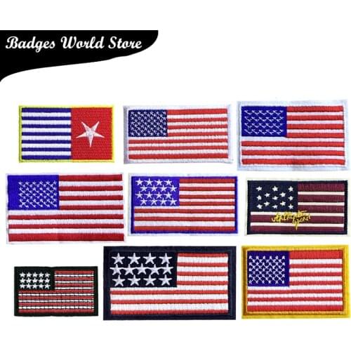 American National Flags Cartoon Icon Embroidered Iron on Patches for Clothing DIY Stickers Custom Badges on the Backpack