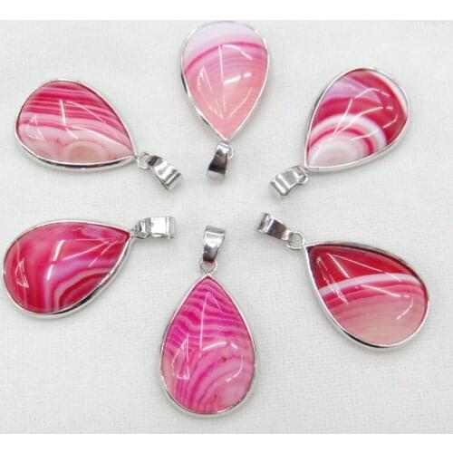 Natural Stone red green yellow colour stripe agates teardrop Shape Pendant for DIY Jewelry Making Necklaces pendant charms