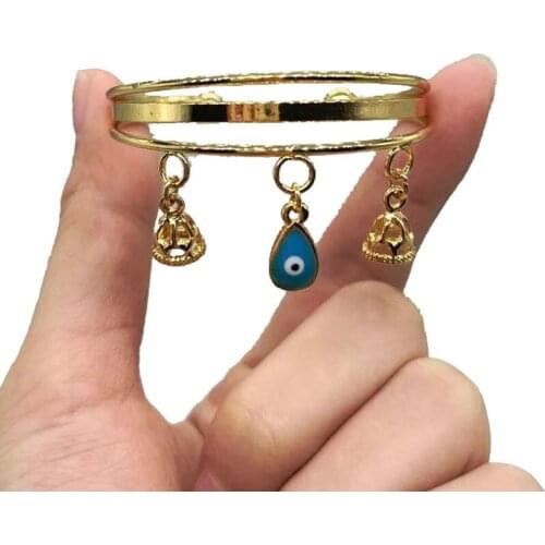 Small Bangle for Girls/Baby Dubai Gold Color Charm Eye Bracelet African Bell Jewelry Child Party Gifts