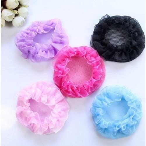 New Cute Girls' Flower Lace Reusable Bun Elastic Hair Nets For Dancers Kids' Bun Net Cover Hair Accessories Ballet Dancewear