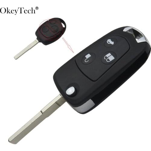 OkeyTech 1pc/lot 3 Button Replacement Uncut Modified Folding Remote Flip Key Shell For Ford Focus Mondeo Switchblade Uncut Blank