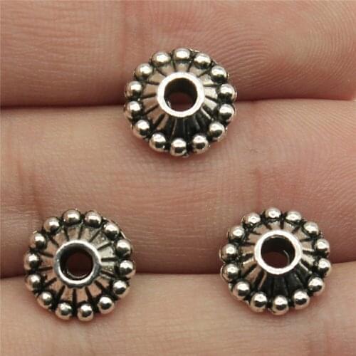 Wholesale Jewelry Lots Antique Silver Color 10x10x4mm Spacer Bead Metal Charms Metal Craft 10 Pieces