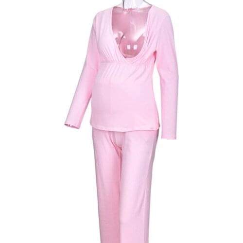 Autumn breastfeeding pajamas breast feeding nightwear maternity nursing pajama sets maternity nursing sleepwear pregnancy pyjama