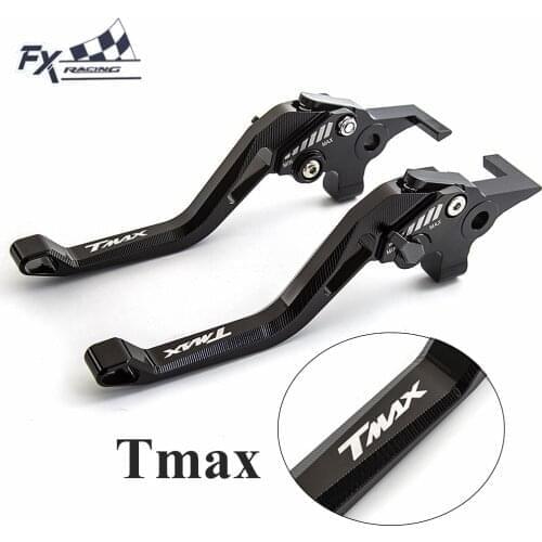 Logo Tmax Motorcycle Brake Clutch Lever Adjustable Aluminum Levers Handles + Grips For Yamaha TMAX 500 T max 500 tmax500 08-10