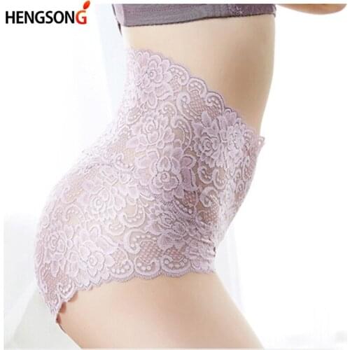 Sexy Female Lace Panties Ladies Bodycon Belly High Waist Underwear Hollow Out Floral Panties Womens Intimates