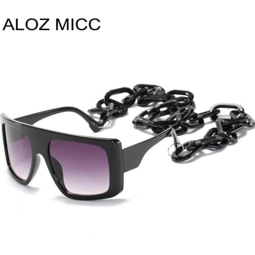 ALOZ MICC Fashion Square Sunglasses Women Vintage Steampunk Goggle Unique Chain Sun Glasses Female Shades UV400 Oculos Q826