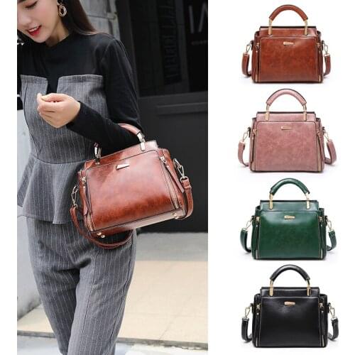 2020 new fashion handbag leather luxury brand shoulder bag Oil wax leather handbag ladies shoulder bag designer women Tote bag