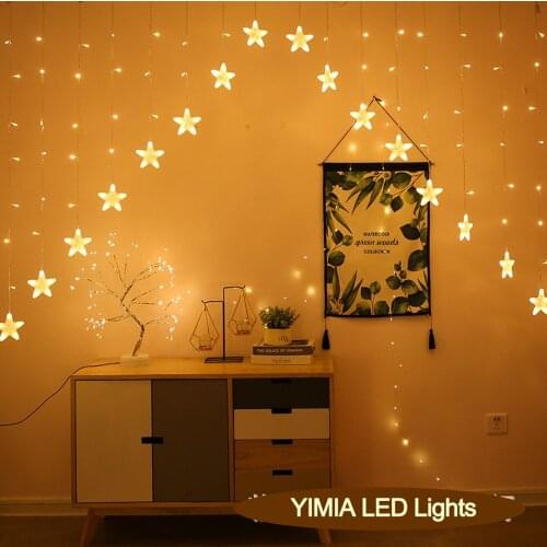 2.5m V Stars LED Icicle Curtain Lights CHRISTMAS Fairy Garlands Festival Holiday Lights For Wedding Birthday PARTY Room Decor