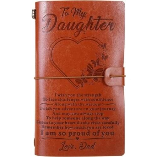 Vintage Engraved Faux Leather Journal Notebook Diary to My Dad Mom Travel Notepad Gift 20x12cm