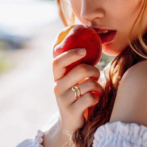 Vnox Chic Chevron Rings for Women Birthday Party Jewelry,Gold Tone Stainless Steel Geometric Female Lady Finger Gifts, US Size