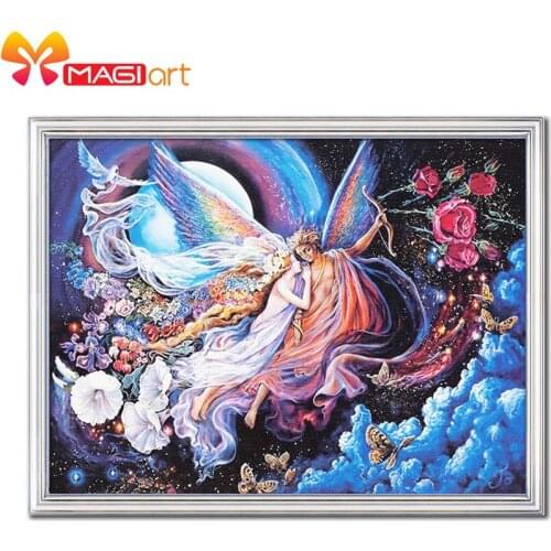 Cross stitch kits Embroidery needlework sets 11CT water soluble canvas patterns 14CT Western Style Wings of Cupid-NCMP011