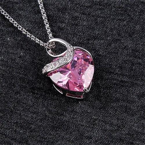Jewelry 2021 Trend Female Length 500mm Fashion Copper Necklace For Women Pink 3A Zircon Mosaic Neck Pendants Womens Accessories