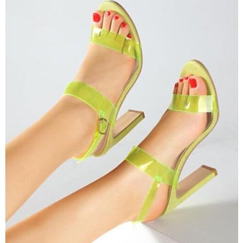 2021 New Summer Fashion Design Women Sandals Transparent Strange High heels Ladies Sandals Open Toe Shoes colorful straps