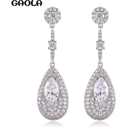 GAOLA New Cubic Zircon Geometric Earrings Teardrop Dangle Earring Women Fashion Jewelry GLE9182