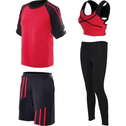 Fitness Women Yoga Set 4 in 1 Set Yoga Bra & Yoga Pants & Shorts & T-Shirts Patchwork Gym Clothes Sport Wear Running Outdoor Jog
