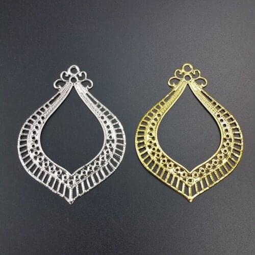 10pcs /lot 48x65mm Filigree drop Wraps Flower Connectors Metal Crafts Gift Decoration DIY Findings Ear accessories