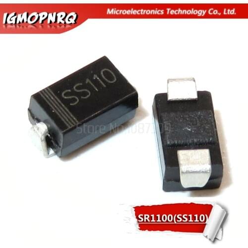 100PCS SS110 SR1100 SMD SMA Diode Schottky Barrier Rectifier 1A 100V