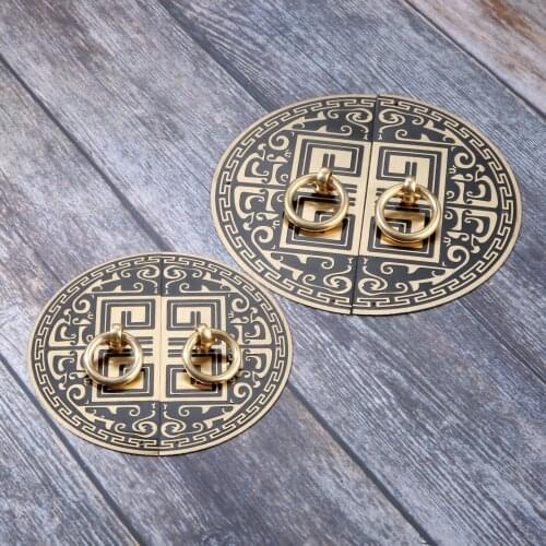 11/14cm Chinese Antique Brass Handles For Furniture Pattern Pure Copper Door Handle Cabinet Knobs And Handles Screw Mounting