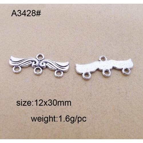 12*30mm 25pcs Zinc Alloy Charms Antique Silver Plated Three Holes Connection Head Jewelry Findings Accessories Fit Jewelry DIY