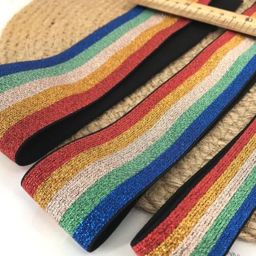 2.5/4/5.5cm Thicken Rainbow Color Stripe Elastic Bands Dress Pants Shoes Clothing Rubber Webbing Garment Sewing Accessory X116