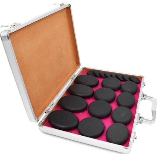 20pcs/set Lava Natural Energy Massage Stones Hot Spa Rock Basalt with Heater Box 110-240V
