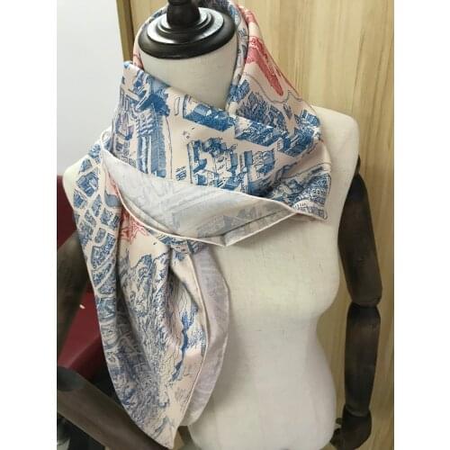2020 new arrival fashion elegant brand horse design 100% silk scarf 90*90 cm square shawl twill wrap for women lady girl
