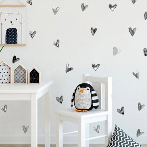 24pcs/set Ink Heart DIY Wall Sticker Ins Furniture Door Decor Watercolor Painted Style for Kids Room Nursery Creative Decals