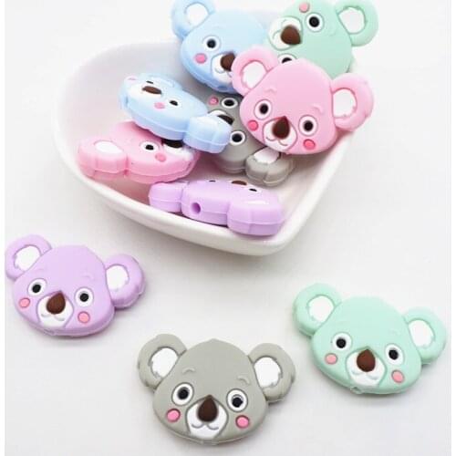 Chenkai 50PCS Silicone Koala Teether Beads DIY Animal Cartoon Baby Chewing Pacifier Dummy Sensory Jewelry Toy Making Beads