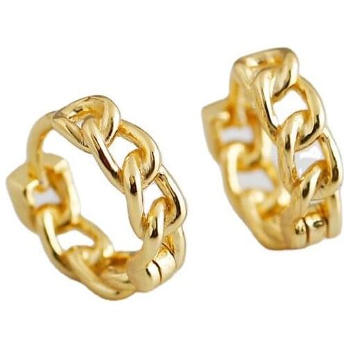 8mm*3mm SMALL 1pair 100% Authentic 925 Sterling silver White/Gold Twisted Rope Chain Huggie Hoop Earrings Jewelry CE96