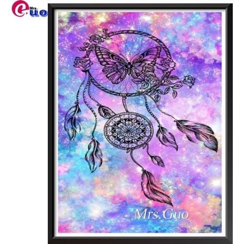 5D DIY Diamond Painting Square Round Drill Dream Catcher Butterfly Feather Diamond Embroidery Full Display Cross Stitch,Mosaic