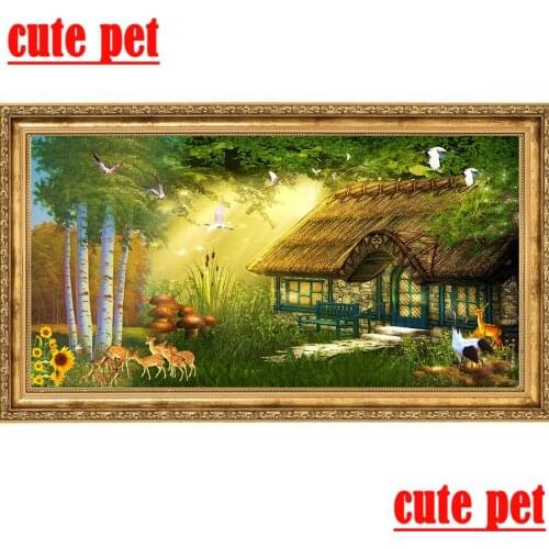 Cute pet Village scenery DIY Diamond Painting cross-stitch Full square round Diamant Embroidery Handcraft Kit diamond Home Decor