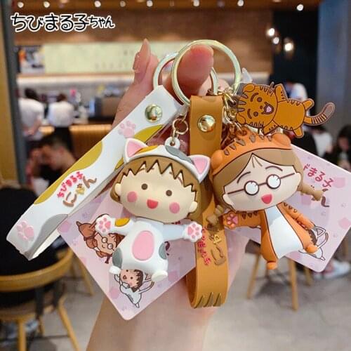 Anime Figurine Kawaii Chibi Maruko-chan Cute Little Girl Action Figure Bag Car Keychain Pendant Boy Girl Toys Gift