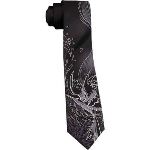 Free Shipping 2021 New Male mens personality necktie Original design beast fish print embroidered tie female student literary