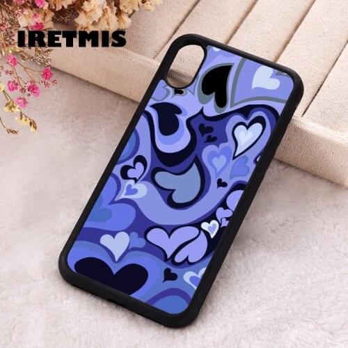 Iretmis 5 5S SE Phone Cover Case for iPhone 6 6S 7 8 Plus X Xs XR 11 12 Mini Pro Max Silicone Purple Love Heart Swirl Pattern