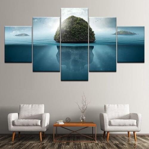 HD Print Canvas Wall Art Pictures Modern Living Room 5 Panel Tree Reflection Trees Decor Poster 5 Pieces Painting Frame Artwork