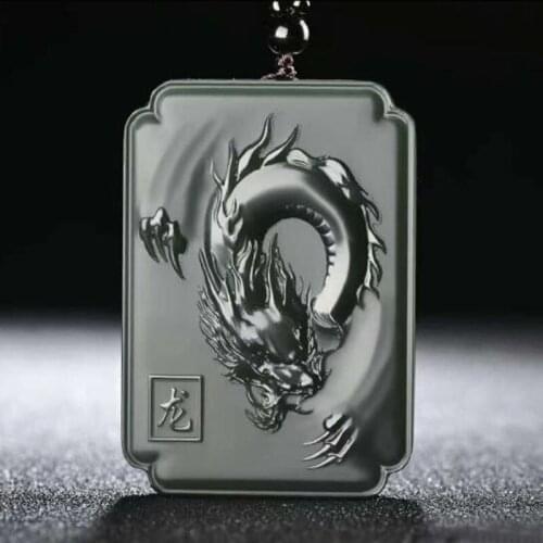 Natural Hetian Jade Dragon Pendant Hand-carved Guardian Angel Auspicious Animal Necklace As A Christmas Gift for Lovers