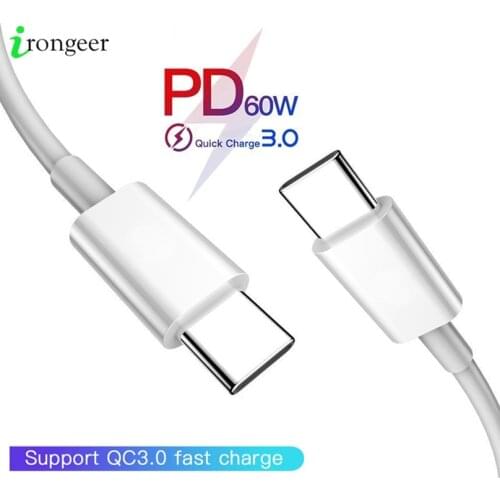 USB C to USB Type C Cable for Xiaomi Redmi Note 8 Pro Quick Charge 4.0 PD 60W Fast Charging for MacBook Pro Charger Cable