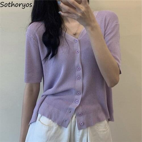 Women Cardigans Solid V-neck Single Breasted Elegant Tender Casual Loose Fashionable Temperament Ulzzang Sweet Daily Retro M-4XL