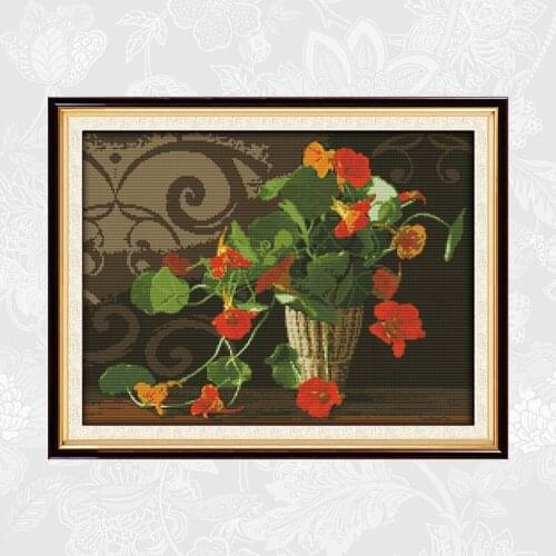 The Morning Glory Cross Stitch Painting DIY Handmade Printed Canvas 11CT 14CT Cross Stitch Kits Embroidery Needlework Crafts