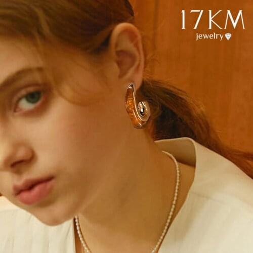 Colorful Transparent Resin C Shape Drop Earrings Geometric Gold Metal Dangle Earrings for Woman Girls Gifts Jewelry