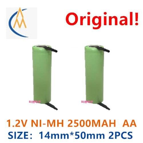 2PCS 1.2V AA 2500mah No. 5 charging battery with welding blade electric razor instrument toy beauty instrument remote control