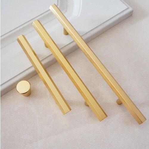 MFYS 3.78" 5" Zinc Alloy Cabinet Pulls Handles T Bar Cupboard Knobs Gold Handle for Drawer and Dresser Modern Furniture Hardware